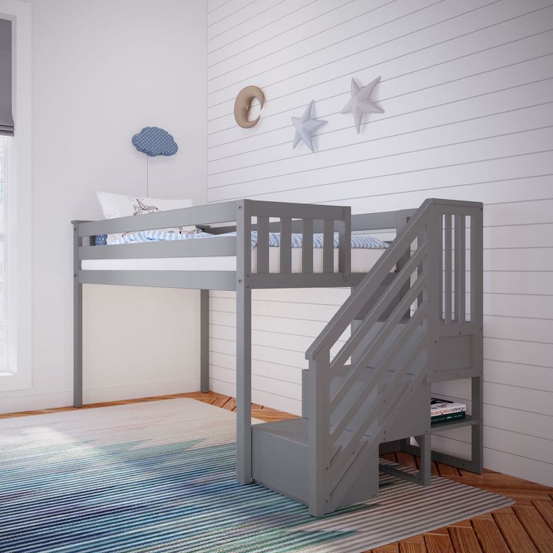 Max & Lily Twin Low Loft Bed with Staircase, 1 of 7