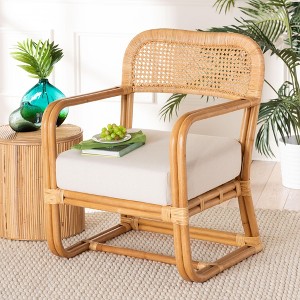 bali & pari Ailith Modern Bohemian Light Honey Rattan Arm Chair - 1 of 4