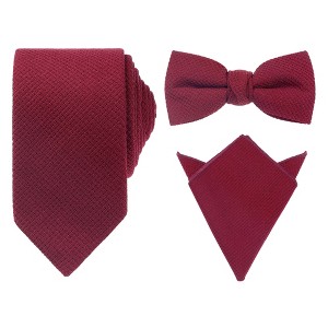 INSPIRE CHIC Men's Solid Color Pre-Tied Thick Tie Set - 1 of 4