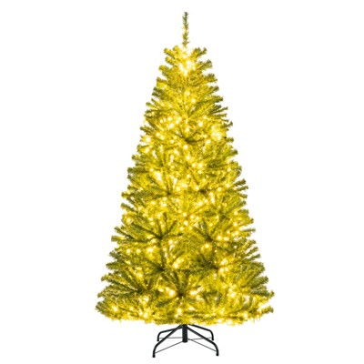 Tangkula 6/7/8 FT Pre-Lit Artificial Christmas Tree with 700/1000/1200 Warm White LED Lights 3 Modes