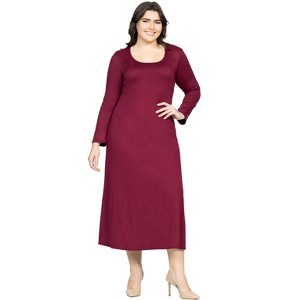 Plus Size Long Sleeve Maxi Dress - 24seven Comfort Apparel™ - 1 of 4