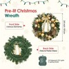 Christmas Wreath, Pre-Lit Xmas Wreath for Front Door with Gold Bowknot, Artificial Holiday Accent with Ball Ornaments, Ribbons, Pine Cones - 2 of 4