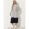 Allegra K Women's Plaid Tweed Doll Collar Winter Button Elegant Long Coat - 4 of 4
