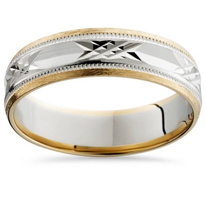 Pompeii3 Mens Two Tone 6mm Wedding Band 14K Gold