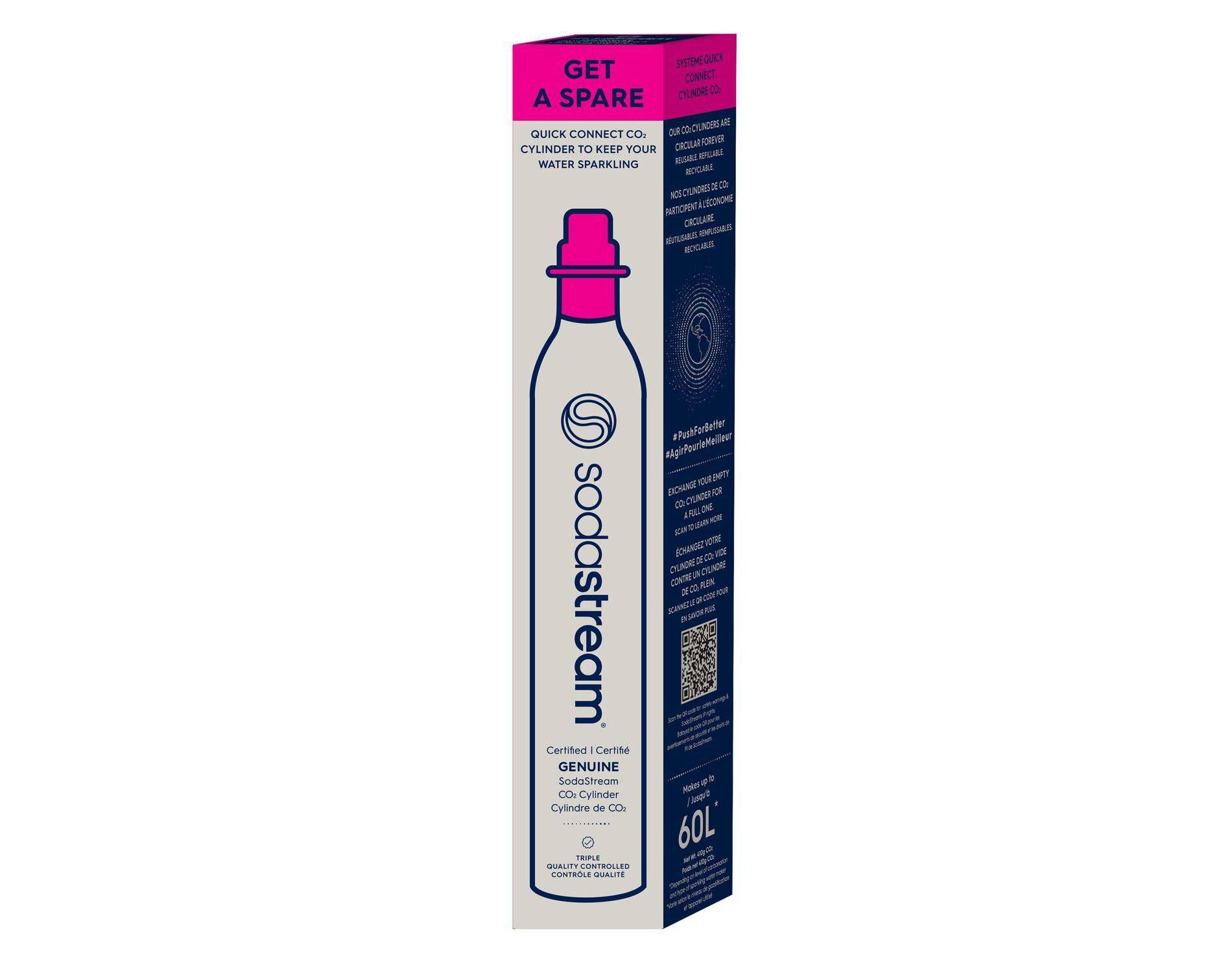 SodaStream 60L CO2 CQC Spare - Pink:Carbon Dioxide Cartridge, Quick Connect, Aluminum Refill, 1.37 lbs