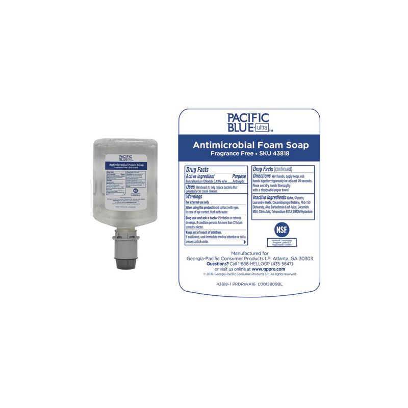 Georgia Pacific Professional Pacific Blue Ultra Foam Soap Manual Dispenser Refill, Antimicrobial, Unscented, 1,200 mL, 4/Carton, 3 of 8
