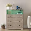 3 Drawer Wooden Dresser with Charging Station and LED Lights for Bedroom Closet Bedside Nightstand - 4 of 4