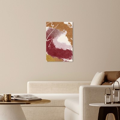 Burgundy and Cork Abstract Canvas Wall Art, 24" x 36"