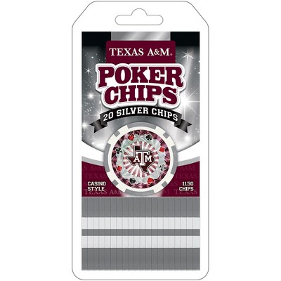 MasterPieces Casino Style 20 Piece 11.5 Gram Poker Chip Set NCAA Texas A&M Aggies Silver Edition