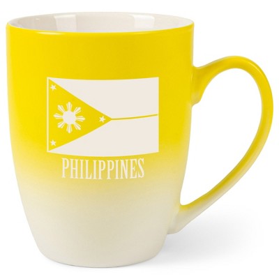 Elanze Designs Philippines Flag 12 Ounce Ceramic Laser-Etched Engraved Drinkware Mug, Yellow and White Ombre