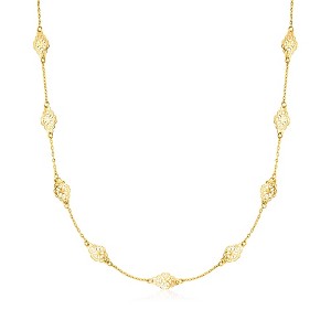 Ross-Simons Italian 14kt Yellow Gold Navette Station Necklace Size 18 - 1 of 3