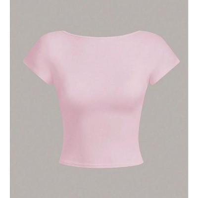 TIME HOLLOW Backless Crop Top Tee