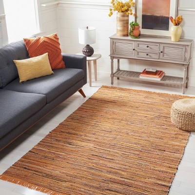 Handmade Multicolor Stripe Round Cotton Area Rug, 59 in