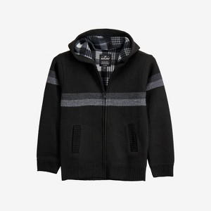 X RAY Boy's Hooded Flannel Lined Full Zip Sweater With Stripes - 1 of 3
