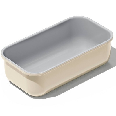Cream Non-Stick Stoneware Loaf Pan with Gray Interior