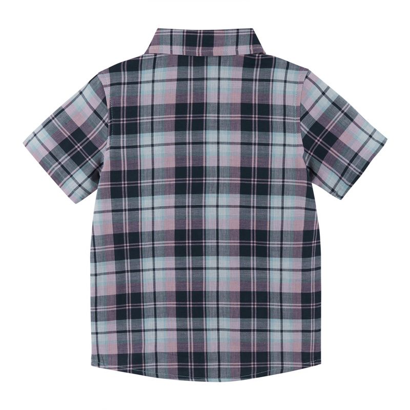 Andy & Evan Kids Plaid Classic Fit Short Sleeve Collared Button Down Shirt - Blue 6, 3 of 6