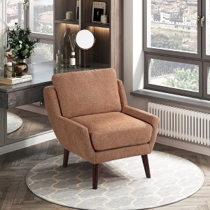 Chenille Upholstery Plywood Solid Wood Contemporary Accent Chair with Reversible Cushions, Removable Covers and High-Density Foam Padding - 1 of 4