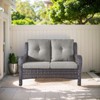 Gymojoy Outdoor PE Wicker Sofa Loveseat Sofa with Soft Cushion - 4 of 4
