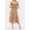 August Sky Women's Smocked Solid Tiered Midi Dress - 2 of 4