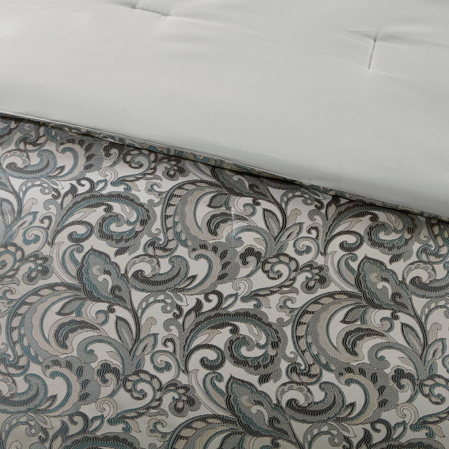 Madison Park 24pc Queen Isabella Room in a Bag Teal: Polyester Paisley Bedding Ensemble with Faux Silk Window Treatments, цвет: Бирюзовый — фото 4