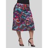 24seven Comfort Apparel Plus Size Brown Paisley Print Comfortable Elastic Waist Knee Length Skirt - 2 of 4