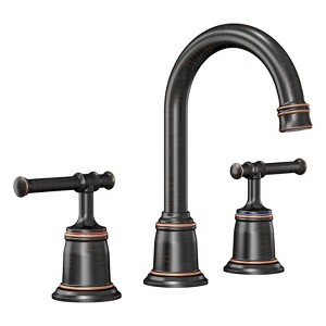 8 Inch Widespread Matte Black Bathroom Faucet, Classical 3 Hole Sink Faucet with Pop Up Drain, Bathroom Sink Faucets & Parts - 1 of 4