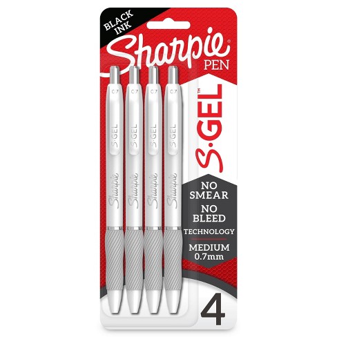 Sharpie S-gel 4pk Gel Pens White Barrel 0.7mm Medium Tip Black : Target