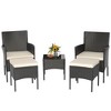 Costway 5PCS Patio Rattan Furniture Set Cushioned Sofa Ottoman Armrest Side Table Garden - 3 of 4