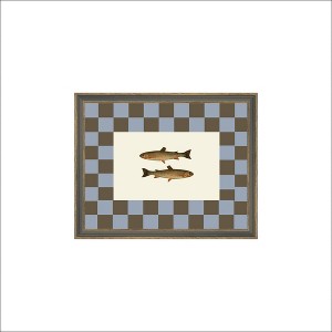 Petal Lane 7"x9" Two Fish Gray Skinny Framed Wall Art Brown - 1 of 4