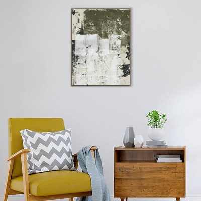 24" x 33" Olive and White Abstract Canvas Wall Art