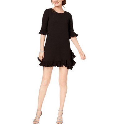 MSK Womens Pleated Trim Ruffle Shift Dress