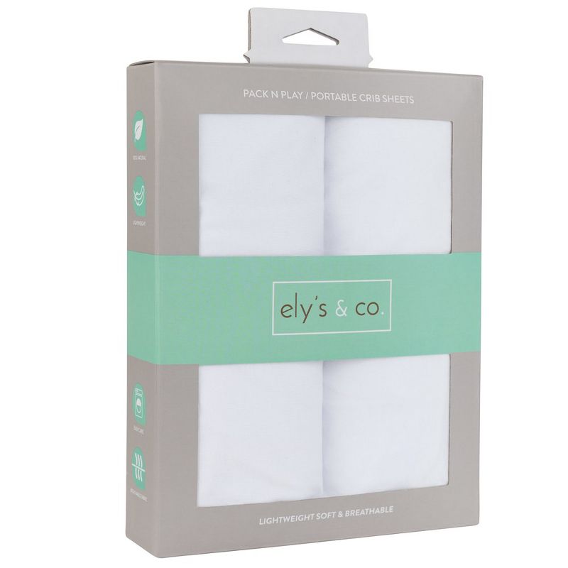 Ely's & Co. Baby Fitted Pack n Play - Mini Crib Sheet   100% Combed Jersey Cotton  2 Packs Gender Neutral, 4 of 8