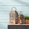 Melrose Natural Wood Lantern with Glass Hurricane - 2 of 3