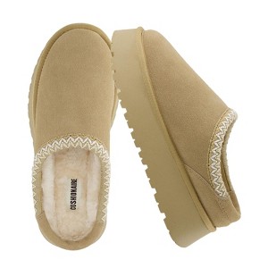 CUSHIONAIRE Women’s Kabuki Genuine Suede Platform Mule Slippers with Memory Foam, Indoor/Outdoor, Wide Widths Available - 1 of 4