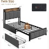 Bed Frame with 2 Storage Drawers and Charging Station, Rustic Linen Upholstered Platform Bed Frame, No Box Spring Needed, Easy Assembly, Noise Free - 2 of 4