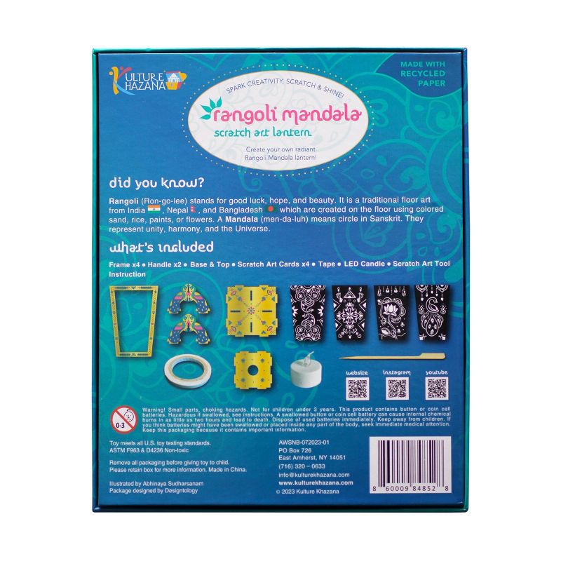 Kulture Khazana Rangoli Mandala Scratch Art Lantern Kit, 4 of 10