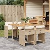 vidaXL Patio Dining Set with Cushions - 5 Piece Beige Poly Rattan | Outdoor Garden Furniture | Acacia Wood Table - 2 of 4
