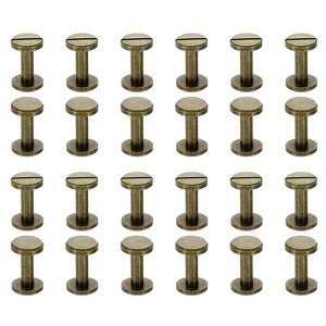 Unique Bargains Brass Rust-proof Durable Leather Belt Scrapbook Binding Chicago Screws 25 Sets - 1 of 4