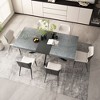 Retro Rectangular Stretch Dining Table for 6 People, Antique Wood Top and Black Relief Plate, CENGHU Rect Table With Storage Box - 2 of 4