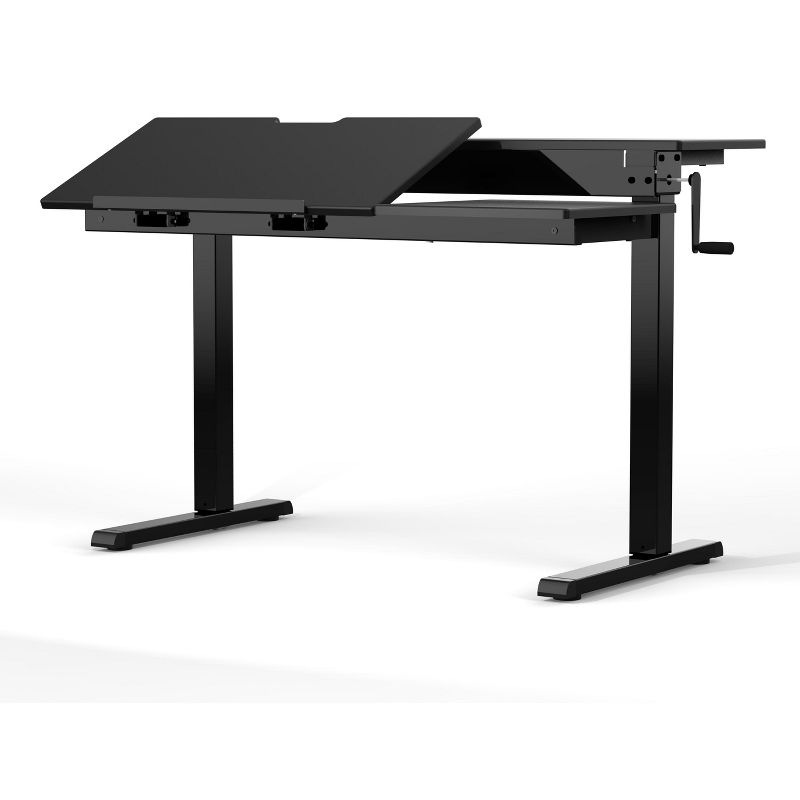 Stand Up Desk Store 48" Crank Adjustable Height Split Level Drafting Table Ergonomic Desk with Monitor Shelf, 4 of 5