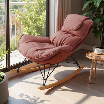 Velvet Light Luxury Single Rocking Sofa Chair with Detachable Cushion