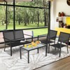 Tangkula 4 PCS Patio Furniture Set Outdoor Conversation Set w/Glass Coffee Table Garden Bistro Set Gray - 3 of 4