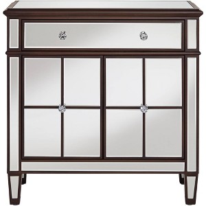 55 Downing Street Vincent 32" Wide Mirrored and Brushed Oak Accent Cabinet - 1 of 4