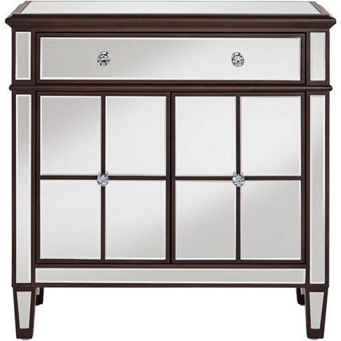 55 Downing Street Vincent 32" Wide Mirrored and Brushed Oak Accent Cabinet - image 1 of 4