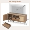 Costway Boho TV Stand for 60 Inch TV with Cabinets, Storage Shelf, Drawer, PE Rattan Doors - 3 of 4