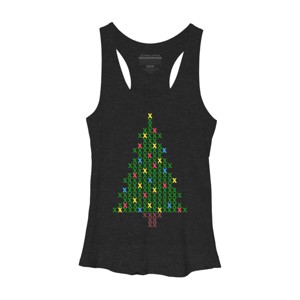 Women's Design By Humans Christmas Tree Cross Stitch By BettySue Racerback Tank Top - 1 of 3