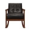 1pc Rocking Chair Dark Brown Faux Leather Upholstery Button Tufted Solid Wood Furniture - 3 of 4