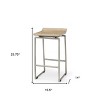 HomeRoots 25" Natural and Silver Solid Wood and Iron Low Back Counter Height Bar Chair - 3 of 4