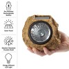 Solar Outdoor Lights - 4-Pack of All-Weather Faux-Stone LED Rock Lights for Paths, Gardens, and Landscaping by Pure Garden (Brown) - 3 of 4