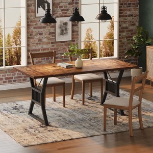 Dining Table, 70.8" Dining Room Tables for 7-8 People, Rectangle kitchen table，MDF Tabletop ,Industrial Farmhouse Style - 1 of 4